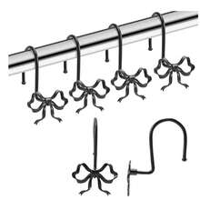 12-Piece Set Of Metal Shower Curtain Hooks - Bow-Shaped Shower Curtain Hooks, Waterproof And Rust-Free. - Black - View 1