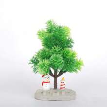 Aquarium Weihnachtsbaum Dekoration mit Keramikbasis - Miniatur Fischbehälter Ornament, aquatische pflanzenähnliche Spitze & stabile Basis für Nano-Landschaften, kompatibel mit Aquariumpflanzen, ideales Geschenk für Aquarium-Hobbyisten - A - Übersicht 1