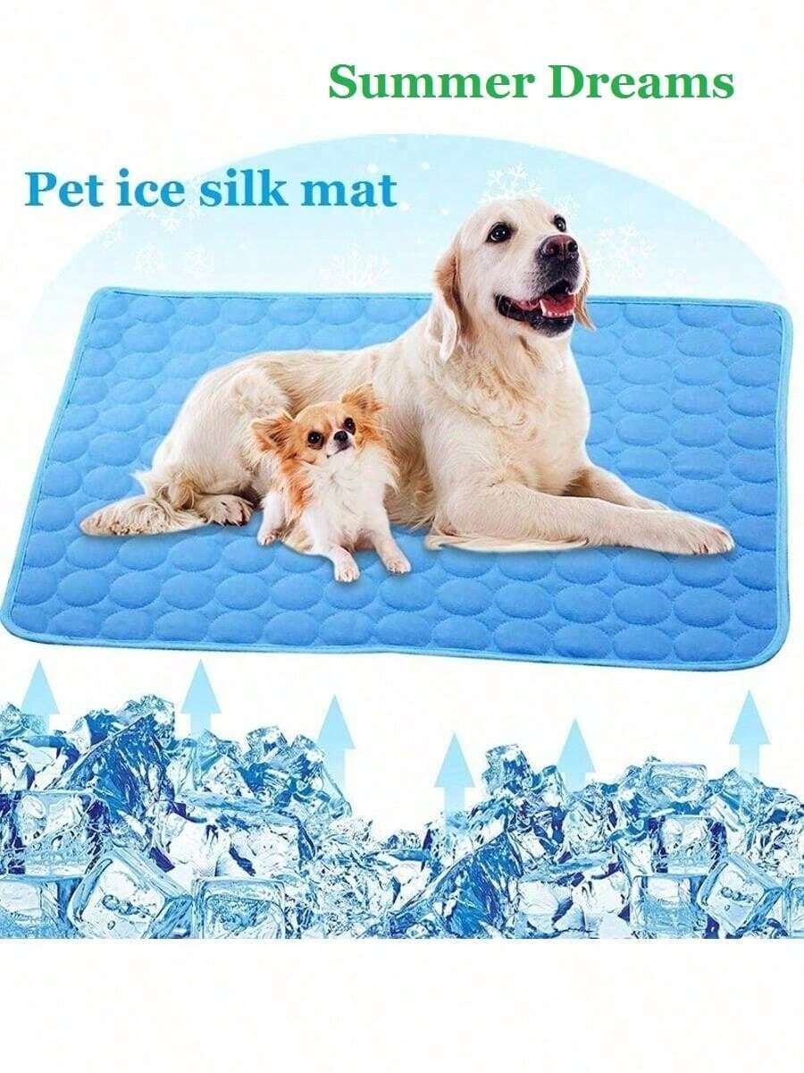 1 tấm thảm làm mát cho thú cưng, chất liệu vải lụa thoáng khí, thích hợp sử dụng trong nhà/ngoài trời/trên xe hơi, dành cho thú cưng nhỏ/trung bình vào mùa hè, màu xanh nhạt, xám, hồng. - Màu Xám nhạt - Xem 1