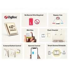 SONOFF MINI DUO-L 2-Gang Zigbee Smart Switch | MINI-ZB2GS-L,Zigbee Protocol,Dual-Channel Control,Intelligent Upgrade,Compact Design - White - View 3