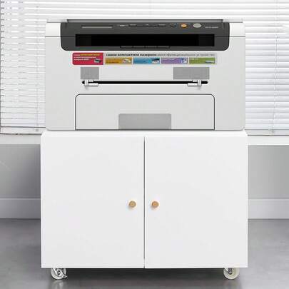 Dragonpad 2 Tier Metal Printer Stand With File Storage Shelf, 3D Printer Copier Cabinet On Wheels With Door And Adjustable Shelf, Printer Table Stand For Home Office