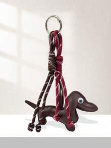Ins Blogger Same Style Sausage Dog Chocolate Niche Personalized Baseball Car Key Chain Bag Pendant Couple Braided Lanyard Keyring Travel Accessories Keychain Accessories Bag Charm Purse Charm - Red - View 2