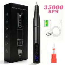 35 000 varv/min trådlös nagelborr, USB-laddningsbar nagelfil och polermaskin, bärbar nagelborr, nagelsalongsverktyg - Multifärgad - Visa 8