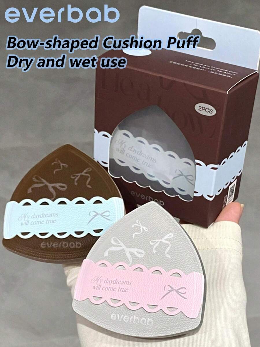 Everbab Bow Makeup Sponge Puff Set, Dry & Wet Use