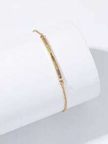 1pc Minimalist Curved Design Micro-Inlaid Synthetic Zirconia Zipper Bracelet, Suitable For Women's Daily Wear, Birthday, Wedding And Party - Multicolor - View 9