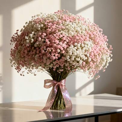 100 piezas de flores artificiales de Paniculata, Paniculata falsa, rosas de Paniculata, plantas de Paniculata, flores de Paniculata, ramo de flores artificiales de Paniculata, adecuado para ramos de novia, decoración del hogar, decoración de fiestas de boda, accesorios DIY, Día de San Valentín, regalos, ceremonia de graduación - ¡Flores de plástico! Decoración navideña del hogar