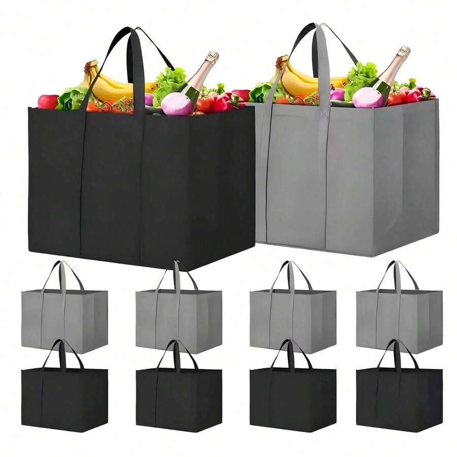 1/3/5pcs Large Capacity Foldable Shopping Bags, Reusable Non-Woven Storage Bags, Ideal For Travel, Camping, Outdoor, Shopping, Kitchen Storage - Perfect For Harvest Season, Halloween/Day Of The Dead Gift Bags - Kitchen Storage & Accessories