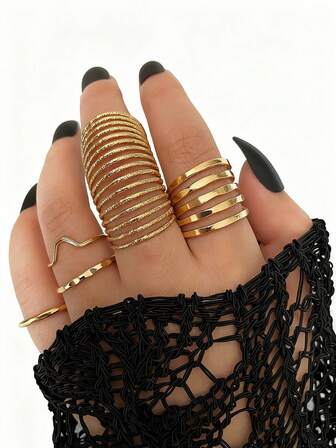 Punk Gold Stackable Women Rings Set Gift