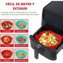 1 قطعة، خيارات متعددة الألوان، بطانات سيليكون لقدر الهواء المقلي تناسب قدور الهواء المقلي 3-5 كوارت - بديل قابل لإعادة الاستخدام لورق الخبز، اكسسوارات الفرن (الأعلى 8 بوصة، الأسفل 6.75 بوصة)