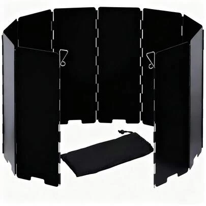 1 st vindskydd för campingkök, hopfällbart vindskydd för gaskök, bärbart vindtätt skydd för lägereld, picknick, matlagning, svart