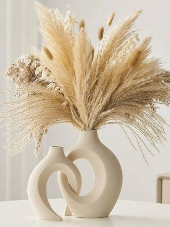 1/2 piezas, Juego de jarrones cerámicos - 2 jarrones modernos con forma de dona para decoración del hogar, jarrones blancos creativos de estilo minimalista para decorar la mesa, sala de estar, entrada, estantería, chimenea, centros de mesa, estilo nórdico, jarrón cerámico decorativo minimalista y sofisticado, jarrón para arreglos florales