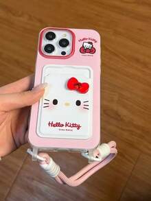 SANRIO 套装包含：粉色时尚可爱Hello Kitty手机壳+Hello Kitty图案卡包+挂绳，3D蝴蝶结设计，防水防震材质，兼容 17系列、11/12/12 Pro、13/14/15、13 Pro/14 Pro/15 Pro、12 Pro Max/13 Pro Max/14 Pro Max/15 Pro Max、16、16 Pro、16 Pro Max、17、17 Pro、17 Pro Max。 - 粉色 - 查看 1