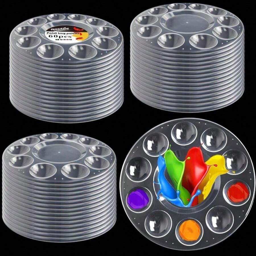 WNATN Paint Tray Palettes, Plastic White Palettes For Kids &Amp; Students,Paint Tray For Art Class,Craft DIY Or Have A Birthday Painting Party-21pcs - ColorD - 查看 1