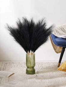 20支仿真蒲苇草装饰，高大假蒲苇花卉，大型人造蓬松草枝，可用于落地花瓶填充，打造波西米亚风家居装饰（黑色），适用于婚礼、派对、家居花瓶插花、婴儿派对装饰、派对用品、婴儿房装饰、生日装饰、家居装饰、DIY摄影道具。 - 彩色 - 查看 2