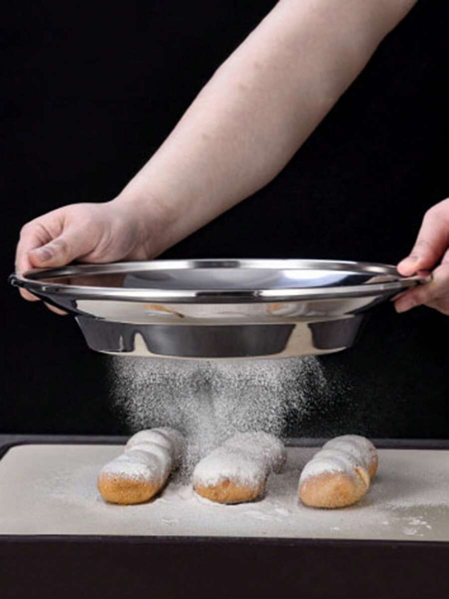 1pc Stainless Steel Mesh Sieve Strainer, Round Flour Sifter, Baking Powder Dispenser, Kitchen Colander, Rice Washer