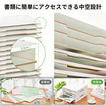 DAIDAIZAI A4書類専用 超浅型レターケース 浅型/卓上収納 クリアポケット付き 選択可 封筒・書類整理 ホワイト - マルチカラー - チェックする 3
