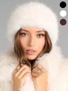 1pc Faux Fur Headband, Warm & Stretchy Headband, Minimalist Design, Versatile Daily Accessory For Women, Winter Plush Hair Bands Elegant Head Wrap Women Hair Accessories - Multicolor - View 1