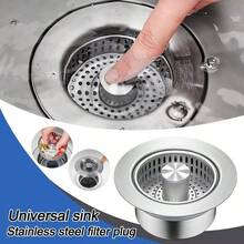 Kitchen Sink Drain Strainer 3 In 1,304 Stainless Steel Pop Up Sink Stopper Fast Drainage Odor Filter For US Standard Kitchen Drain(Silver-1Pack) - 彩色 - 查看 2