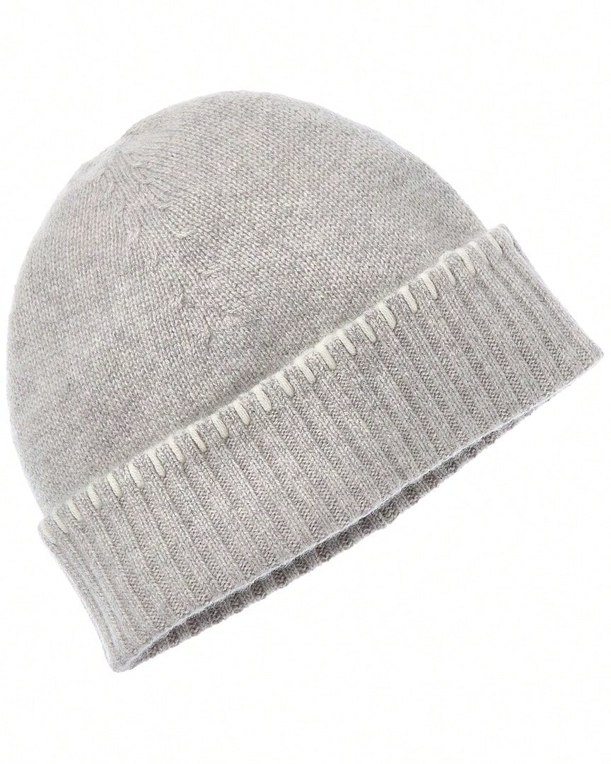 Bruno Magli Whipstitch Cuffed Cashmere Hat - 灰色 - 查看 1