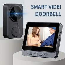 Smart Tech Wireless HD Video Doorbell With 4.3" Display - Indoor/Outdoor WiFi Security Camera, Night Vision, 2-Way Audio, Touch Control, Motion Sensor, No App Needed, Rechargeable Battery, Easy Stick-On Installation - Multicolor - View 4