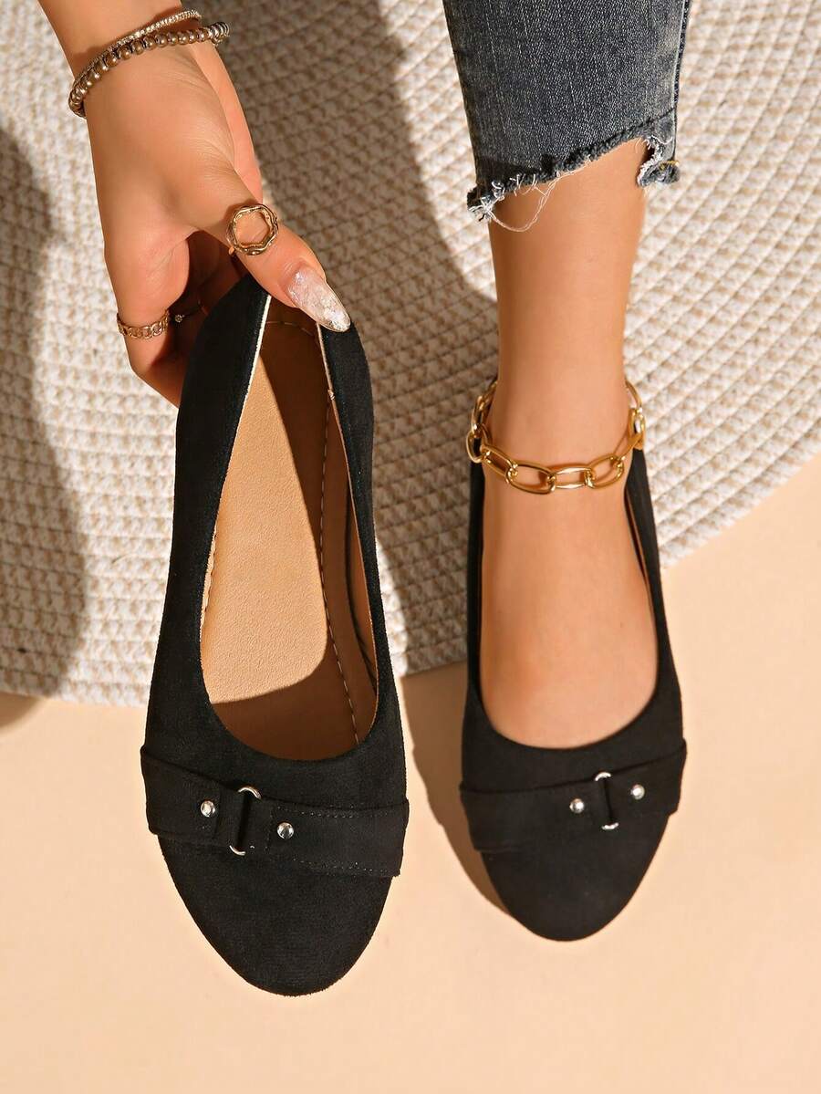 Women's Flat Shoes, Chinese Style Comfortable Flat Shoes With Bow, Floral Fabric Non-Slip Mother Work Shoes - Black - View 1