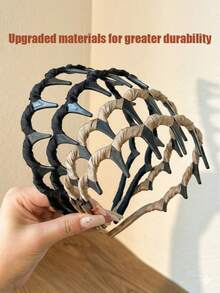 2条装女士高冠波浪发箍，防滑发夹，发带，发圈，之字形发箍，甜美个性简约复古Y2K优雅，适合日常佩戴，发饰，配饰，女士发饰，女士发饰，发饰，Y2K，情人节