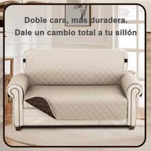 Cubresofá 3 Tamaños (1/2/3 Plazas) - Nueva Versión Mejorada con Tiras Ajustables para Mejor Fijación - Protección Total contra Líquidos, Manchas Difíciles, Rozaduras y Daños por Mascotas, Tejido Reversible Fácil de Lavar, Diseñado para Familias Mexicanas con Niños/Perros/Gatos, Múltiples Opciones de Color + Excelente Idea de Regalo - Beis - Ver 19
