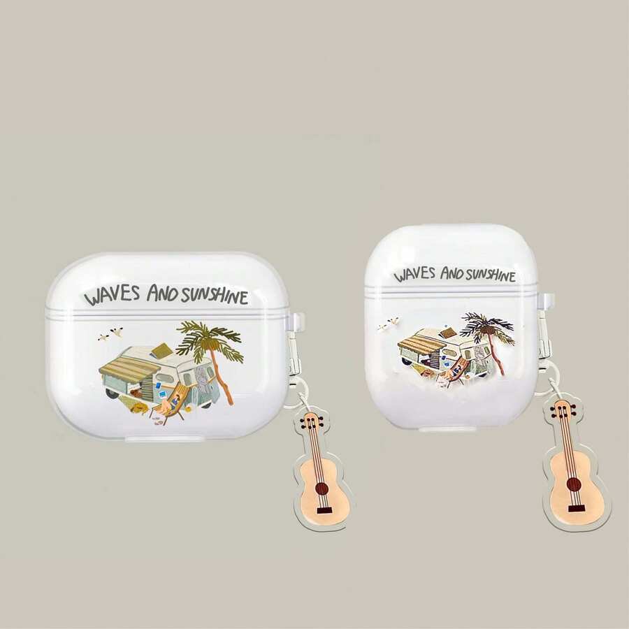 Funda protectora de verano informal impresa compatible con el estuche de los auriculares inalámbricos de Apple, resistente a los arañazos y a los golpes - transparente - Ver 1