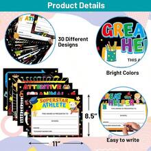 Student Of Award Certificate Graduation Certificates End Of School Year Awards Of Achievement Graduation Recognition Award Student Teacher Classroom Party Supplies 30 Pcs - Initial - View 3