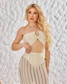 Women Two-Piece Outfits - Champagne - View 3
