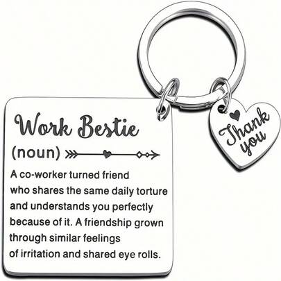 1pc Work Bestie Keychain - Durable Stainless Steel With Heartfelt Thank You Charm - Perfect Inspirational Farewell Gift For Colleagues, Co-Workers Bosses - A Lasting Appreciation Token For Retirement Or Leaving Moments