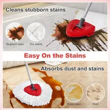 1套拖把套装，兼容/雪松木易拧干单槽系统，包含旋转拖把杆、底座、刷子和拖把头，深度除尘，易于组装和清洁，适用于厨房、浴室地板清洁。