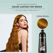FVQUHVO Golden Brown Hair Dye Shampoo 3 In 1 Coconut Oil For Gray Coverage, Semi-Permanent Color Shampoo For Women Men, Coconut Blonde Hair Color Shampoo For Grey Hair, Instant Long-Lasting Hair Coloring, 500ML- Blonde Brown - Blonde Brown - 查看 2