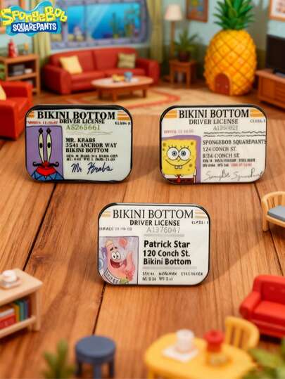 SpongeBob SquarePants 海绵宝宝卡通创意个性化金属徽章，海绵宝宝、星星、螃蟹老板合金油滴胸针配饰，为好友打造最佳节日派对氛围的装饰品