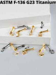 1PC G23 Titanium Marquise Zirconia Dangle Labret Lip Ring Heart/Flower Internal Thread Dangle Ear Cartilage Tragus Helix Daith Body Jewelry 16G - Như thể hiện trong hình ảnh - Xem 7