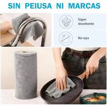 TOAO Rollo de Toallas de Microfibra, Paquete de 50, Rollo Microfibra, 25 x 25 cm, Paños de Limpieza de Microfibra, Reutilizable, Desde la Cocina, hasta el baño, el Auto (Gris) - Azul - Ver 7