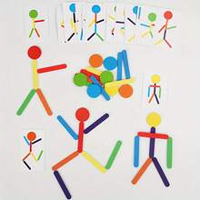 儿童木制彩虹棒早教分类堆叠玩具套装，适合男孩女孩，创意颜色识别配对堆叠积木拼图玩具，圣诞节/生日礼物 - 彩色 - 查看 10