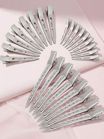 48pcs/24pcs/12Pcs Metal Duck Billed Hair Clips For Women Styling Sectioning, Silver Hair Pins For Long Hair, Alligator Curl Loc Clips For Thick Hair Roller, Salon, Bows DIY, Claw Clips, Hair Slide, Hair Barrettes, Head Accessories, Hair Accessories For Women