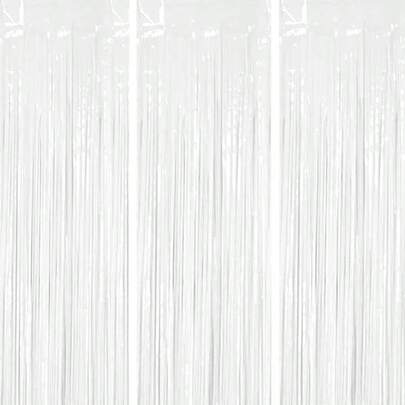 3pcs/Set 100*200cm White Tassel Ribbons, Party Decor Curtain, Shiny Metallic Texture Design, Suitable For Photography Studio Props, Birthday Party, Bridal Shower, Wedding, Holiday Decoration, Christmas, Backdrop, Party Decor, Event Styling, Photo Booth Props, Decorative Ribbons, Durable Tassel, Lightweight Fabric, Event Decoration, Backdrop Curtain, Bridal Shower, Mother's Day, Graduation Backdrop