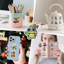 56 piezas Pegatinas lindas de tortuga - Pegatinas de decoración de dibujos animados para scrapbooking, botellas de agua, portátiles, equipaje - Resistente al agua, perfecto para recompensas, fiestas, regalos, pegatinas, pegatinas lindas, tortuga, pegatinas de extraterrestres, pegatinas, pegatinas de agua - Multicolor - Ver 11