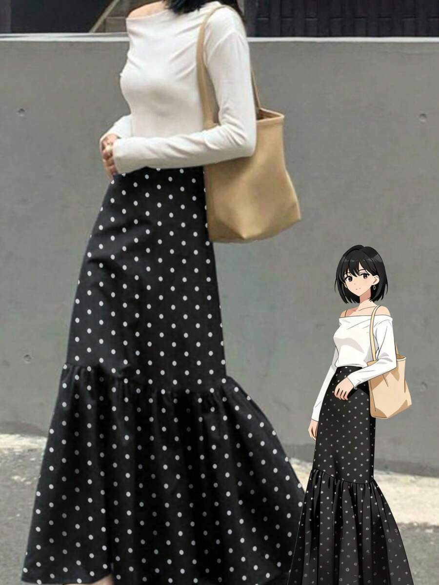 Chân váy dài nữ phối khóa kéo màu trơn, thanh lịch, phù hợp cho đi làm hàng ngày vào mùa xuân, thu và đông, thích hợp cho kỳ nghỉ.