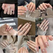 10-Piece Y2K Style Handcrafted Square Press-On Nails Set - Handmade With Handcrafted Ladybugs, Colorful Carved Butterflies, Pink-Blue Small Flowers, Yellow-Blue-White-Purple-Brown French Tips, As Well As Sparkling Blue-Pink-White Rhinestones And Golden Small Steel Ball Accents. Suitable For Women And Girls, Ideal For Parties, Festivals And Daily Wear. Includes A Tool Kit, Handmade Press-On Nails, Fake Nail Tips And Nail Supplies. (Random Delivery) - 隨機 - 查看 3