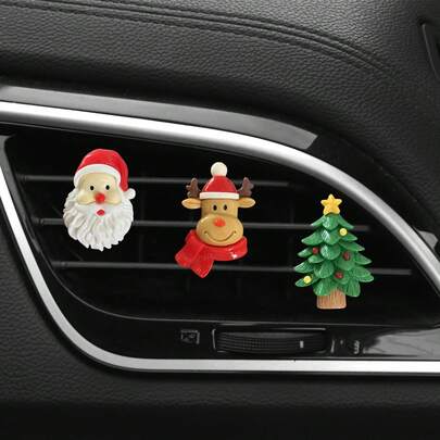 2/3pcs Christmas Santa Claus, Reindeer, Snowman, Christmas Tree Car Fragrance Clip Vent Decor, Christmas Car Interior Fragrance Decoration, Holiday Gift