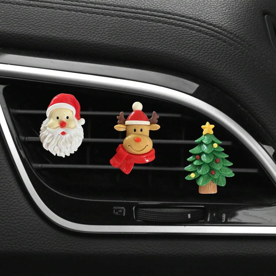 2/3pcs Christmas Santa Claus, Reindeer, Snowman, Christmas Tree Car Fragrance Clip Vent Decor, Christmas Car Interior Fragrance Decoration, Holiday Gift - one-size - View 1