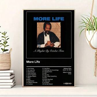 1pc "More Life" By Drake - Frameless Canvas Print Poster, Modern Artistic Wall Decor With Music Theme, Waterproof Artwork For Living Room, Bedroom, Office, Dining Area - Unique Gift Idea, Preppy Room Decor