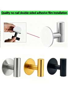 1/2 chiếc móc treo đồ bằng thép không gỉ, móc treo khăn, phù hợp với phòng tắm hiện đại, nhà bếp, dùng để treo áo khoác, áo choàng, móc treo tường tự dính, thích hợp cho phòng tắm, khách sạn, nhà để xe, hồ bơi, phụ kiện phòng tắm, đồ dùng gia đình. - Nhiều màu - Xem 7