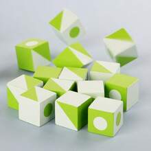 一套3D几何立体拼图，适用于幼儿教育，锻炼手眼协调能力，进行几何形状匹配，木制玩具，便携式拼图太空思维棋盘游戏玩具，儿童旅行拼图，铁盒套装3D立体拼图，木制幼儿教育，拼图太空逻辑思维想象力玩具，立方体拼图积木，节日礼物随机款式 - 彩色 - 查看 8