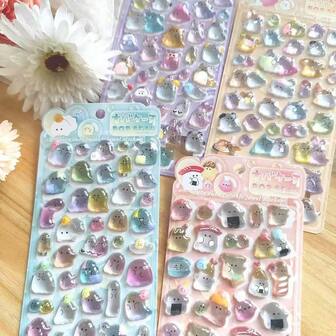 New 3D Crystal Sticker Cartoon Chicken Cute Solid Hard High Relief Ghost Kawaii 3D Reusable Sticker, Handmade DIY Decoration Sticker For Phone, Laptop