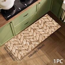 1 buc. Model floral 2D, covoraș de podea cu design plat din frânghie de in fals, pernă de protecție pentru podea de bucătărie, covoraș confortabil pentru picioare, covor pentru sufragerie, dormitor, baie, spălătorie, birou, decor pentru casă și interior