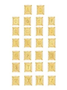 RIINHOO 1件18K镀金26字母不锈钢立方体吊坠项链，女士配饰，节日礼物 - 金色 - 查看 3